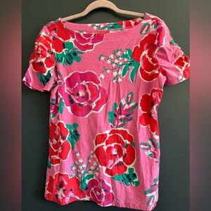 Lilly Pulitzer Floral Puff Sleeve Tee Shirt